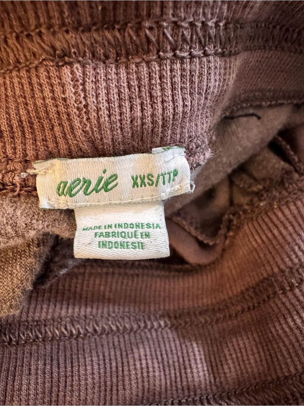 aerie Brown Velour Flared pants with Drawstring - Picture 3 of 4
